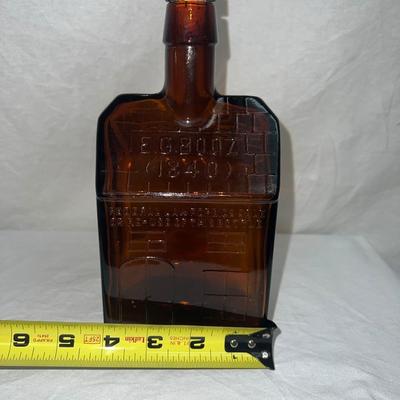 1840's Original Antique E.G Booz Whisky Empty Amber Bottle 1259 IDI