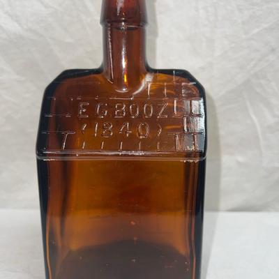 1840's Original Antique E.G Booz Whisky Empty Amber Bottle 1259 IDI