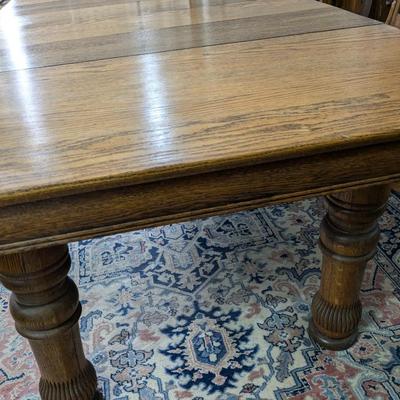 Antique Solid Oak Dining Table w/ 4 Leaves