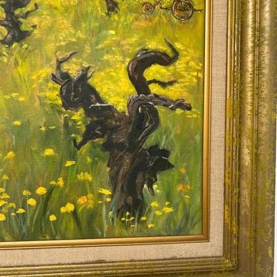 Art Painting of Landscape & Vineyard Vintage