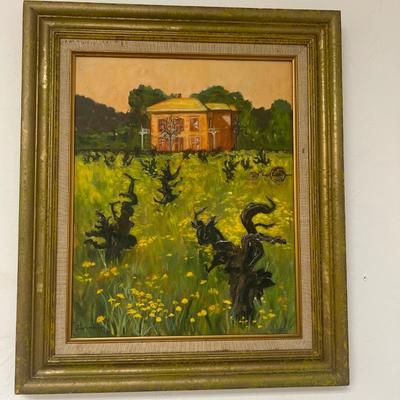 Art Painting of Landscape & Vineyard Vintage