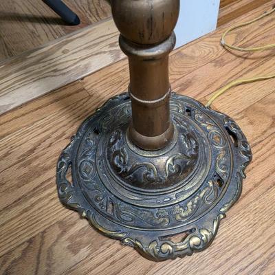Antique Art Deco Brass Bridge Floor Lamp