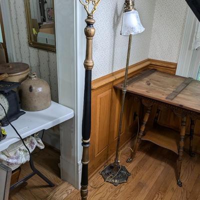 Antique Art Deco Brass Bridge Floor Lamp