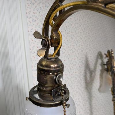 Antique Art Deco Brass Bridge Floor Lamp