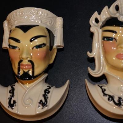 CERAMIC ARTS STUDIO WALL POCKETS "MANCHU AND LOTUS"