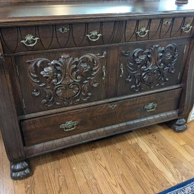Antique Walnut Buffet with Mirror