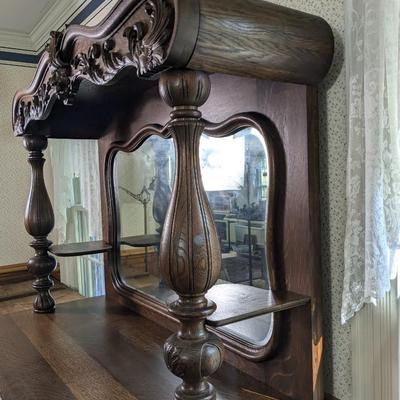 Antique Walnut Buffet with Mirror