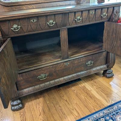 Antique Walnut Buffet with Mirror