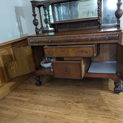 Stunning Antique Tiger Wood Sideboard