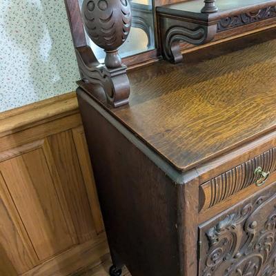 Stunning Antique Tiger Wood Sideboard