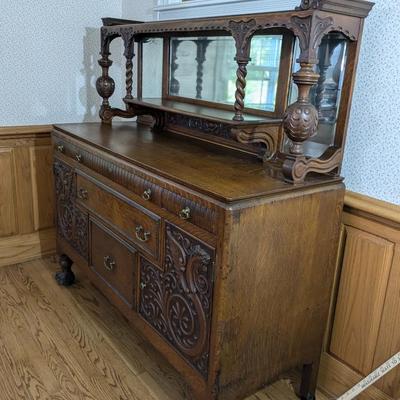 Stunning Antique Tiger Wood Sideboard
