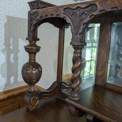 Stunning Antique Tiger Wood Sideboard