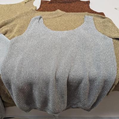 Vintage Gardy Metallic Ribbed Blouses Size Large