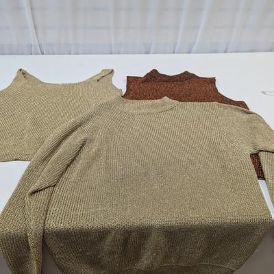 Vintage Gardy Metallic Ribbed Blouses Size Large