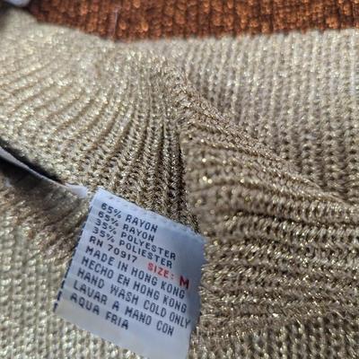 Vintage Gardy Metallic Ribbed Blouses Size Large