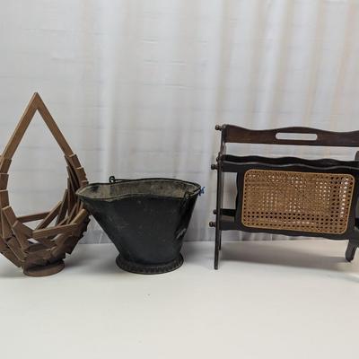 Home Accessories Magazine Rack Coal Bucket Wooden Basket