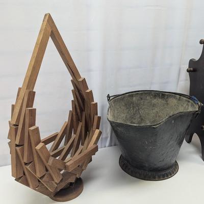 Home Accessories Magazine Rack Coal Bucket Wooden Basket