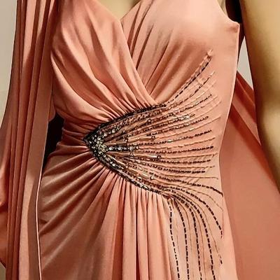 Vtg Jack Bryan Barbie Ballerina print Rhinestone Gown & Shawl