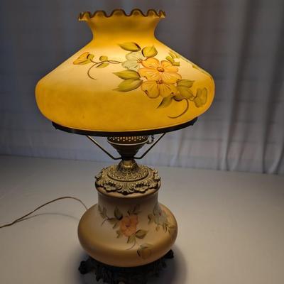 Vintage Electric Hurricane Lamp Floral 3 Way Table Lamp