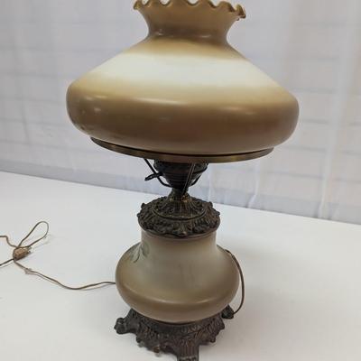 Vintage Electric Hurricane Lamp Floral 3 Way Table Lamp