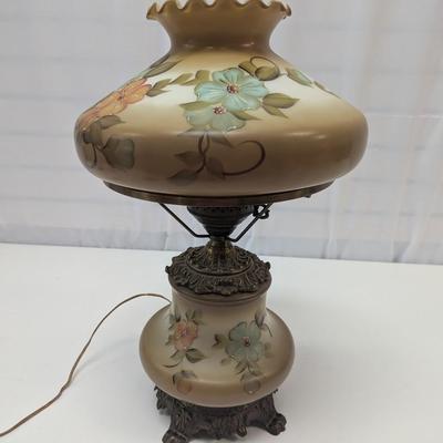 Vintage Electric Hurricane Lamp Floral 3 Way Table Lamp