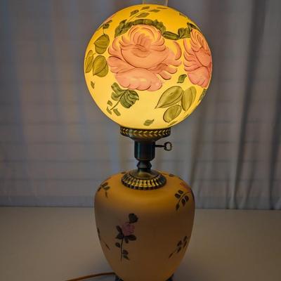 Sale Photo Thumbnail #1151: Vintage Electric 3 Way Rose Parlor Lamp