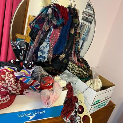 2 Boxes Full Women’s Accessories - Gloves, Scarves, Silk, Knit, Vntg., Contemp.