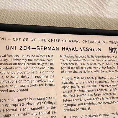 1942 WW2 US Naval ONI 204 Restricted German Vessel Identification Guide WWII