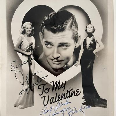 Jean Harlow/ Clark Gable signed promo photo. GFA Authenticated