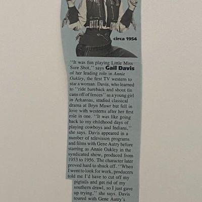 Annie Oakley star Gail Davis Signed Magazine Article