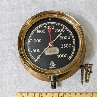 Antique The Ashton Valve Company Solid Brass Steam Gauge
