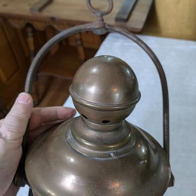 Antique Original French Brass and Glass Ship Lantern