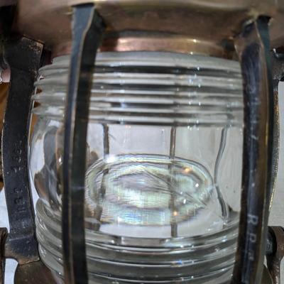 Antique Original French Brass and Glass Ship Lantern