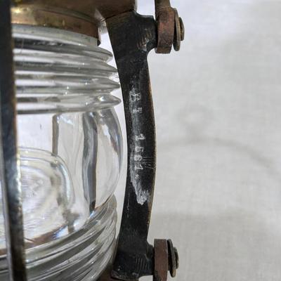 Antique Original French Brass and Glass Ship Lantern