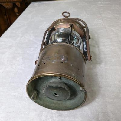 Antique Original French Brass and Glass Ship Lantern