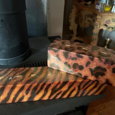 Sale Photo Thumbnail #4: One zebra print Six wick candle and one  three wick leopard print candle. Unused d in packaging.