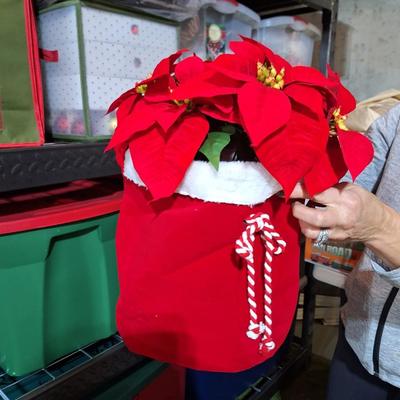2 Santa sacks with Pointsettias