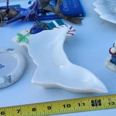 Christmas Lot, including Ceramic Lighted Christmas Tree Painted & Flock