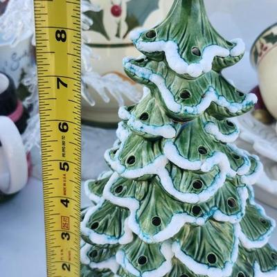 Christmas Lot, including Ceramic Lighted Christmas Tree Painted & Flock