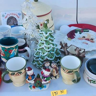 Christmas Lot, including Ceramic Lighted Christmas Tree Painted & Flock