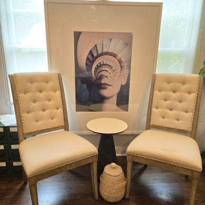 Sale Photo Thumbnail #122: Large photo art framed 
pair of Bernhardt chairs