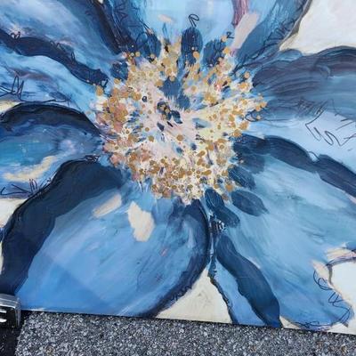 Two Blue Poppy Giclee Canvas Art Print, 40 by 40