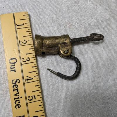 Antique Forged Brass Lock "Screw Key" Padlock