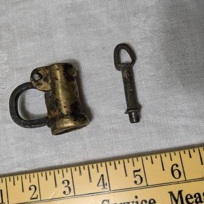 Antique Forged Brass Lock "Screw Key" Padlock