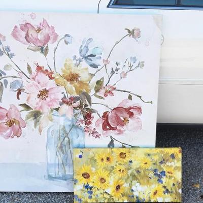 Watercolor Floral Vase Canvas Art Print 40 by and 24 by 12 floral printing