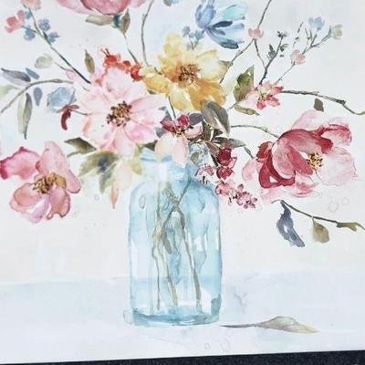 Watercolor Floral Vase Canvas Art Print 40 by and 24 by 12 floral printing