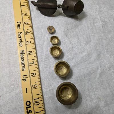 ANTIQUE BRASS APOTHECARY NESTING CUP WEIGHTS