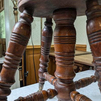 Antique Mahogany Eagle Claw Glass Ball Feet Piano Stool