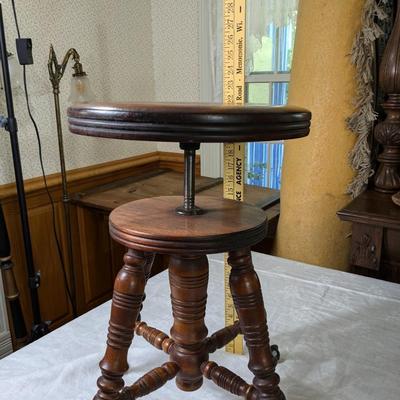 Antique Mahogany Eagle Claw Glass Ball Feet Piano Stool
