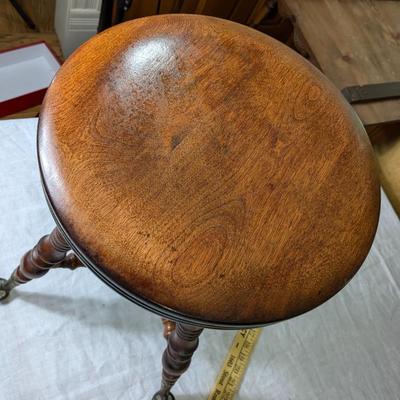 Antique Mahogany Eagle Claw Glass Ball Feet Piano Stool
